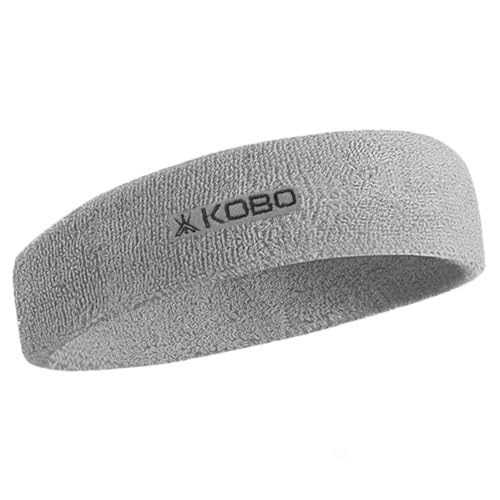 Kobo Gym Headband for Men and Women - Sports Headband for Workout & Running, Breathable, Non-Slip Sweat Head Bands for Long Hair (Grey) (Imported) - Image 1