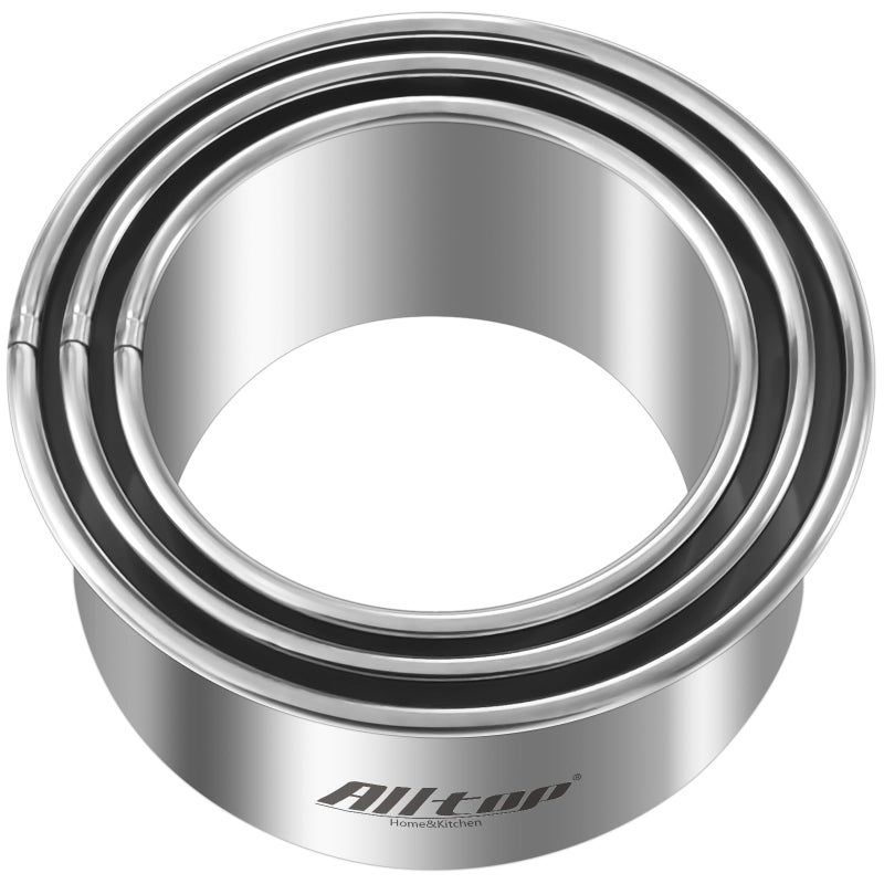ALL-TOP ALLTOP Circle Biscuit Cutter Set â€“Stainless Steel Baking Supplies for Effortless Round Cookie Shaping, Pastry & Fondant Tool Creationâ€“Precise Cut Kitchen Utensil for Sandwich, Scone, Donut -3PC Round - Image 1