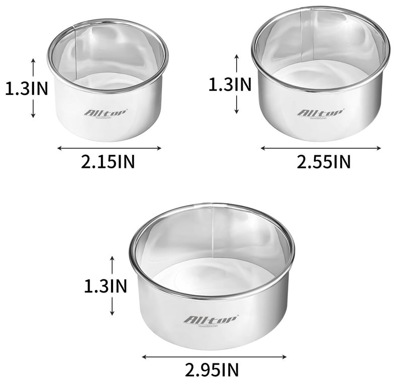 ALL-TOP ALLTOP Circle Biscuit Cutter Set â€“Stainless Steel Baking Supplies for Effortless Round Cookie Shaping, Pastry & Fondant Tool Creationâ€“Precise Cut Kitchen Utensil for Sandwich, Scone, Donut -3PC Round - Image 3