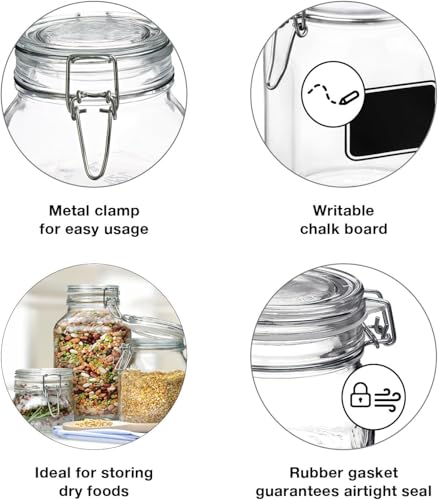 Bormioli Rocco Fido Square Clear Jar with Chalkboard, 33-3/4-Ounce - Image 2