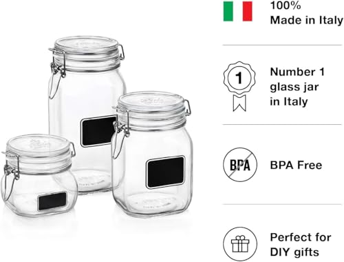 Bormioli Rocco Fido Square Clear Jar with Chalkboard, 33-3/4-Ounce - Image 3