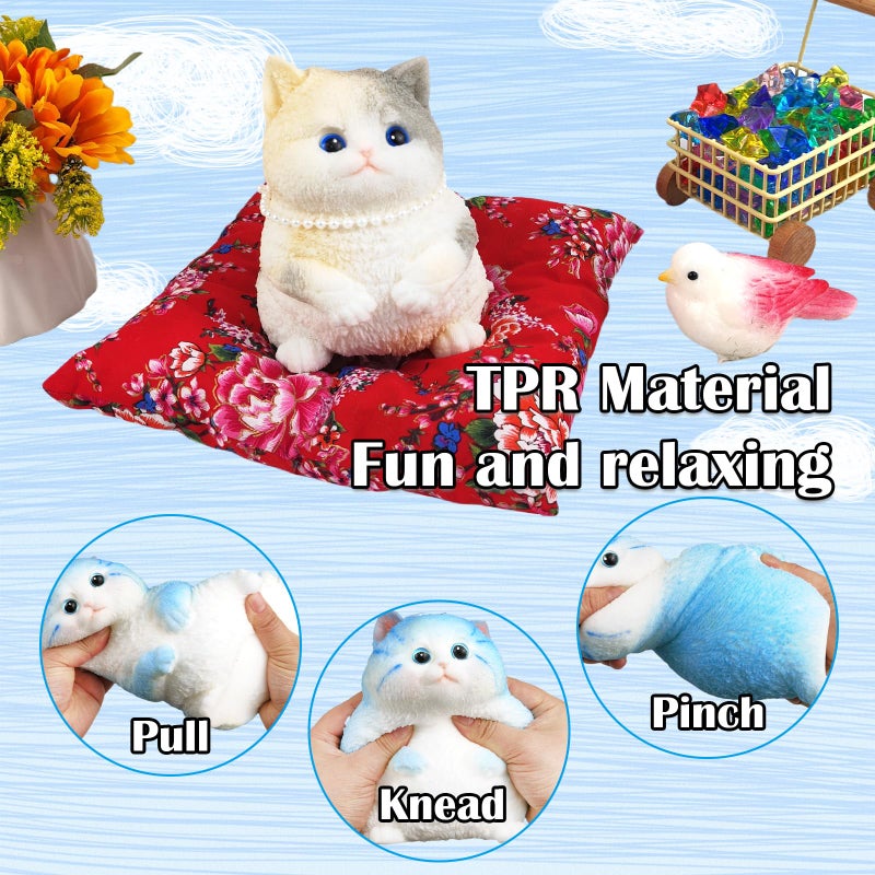 QOUXZ Big Hand Painted Cat Squishy Toys Large Cute Ultra Soft Kitty Squeeze Fidget Toys For Stress Relief  Kawaii Squishies Sticky Animal Toys For Adults Kids Decompression Sensory Balls Toys For Autism - Image 4