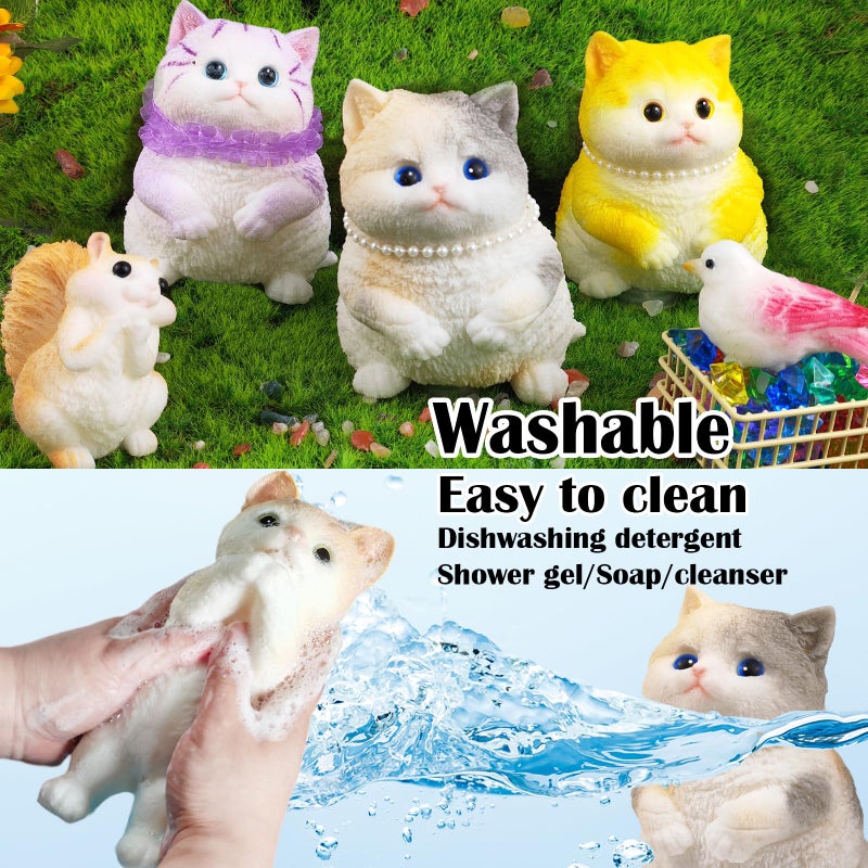 QOUXZ Big Hand Painted Cat Squishy Toys Large Cute Ultra Soft Kitty Squeeze Fidget Toys For Stress Relief  Kawaii Squishies Sticky Animal Toys For Adults Kids Decompression Sensory Balls Toys For Autism - Image 3