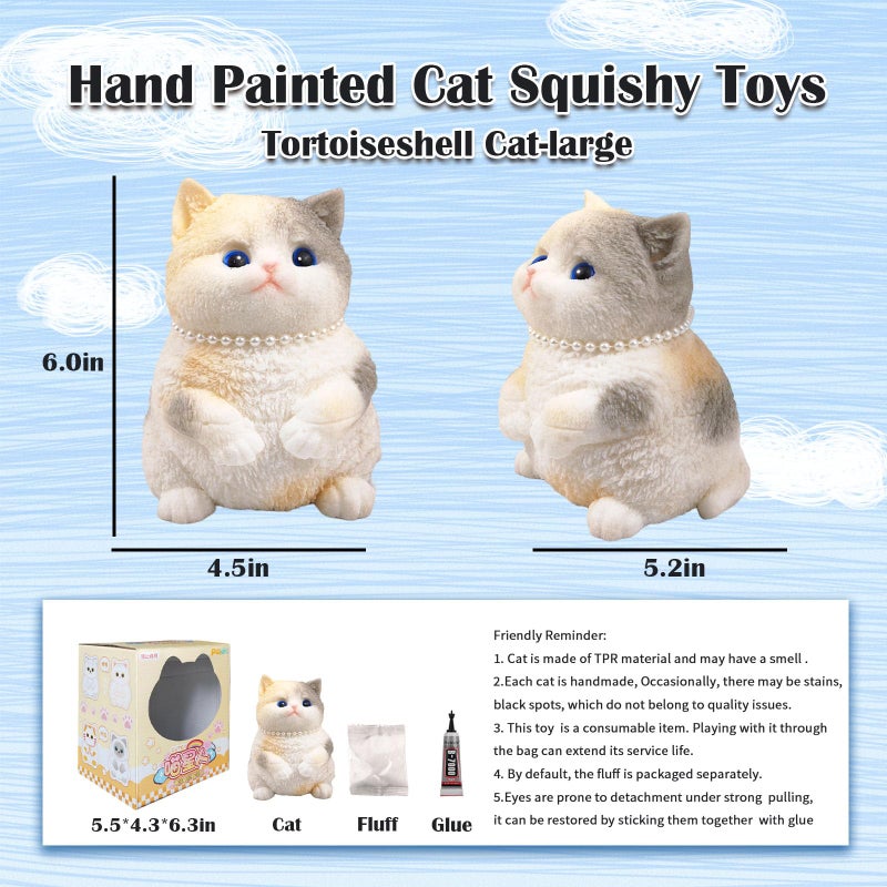 QOUXZ Big Hand Painted Cat Squishy Toys Large Cute Ultra Soft Kitty Squeeze Fidget Toys For Stress Relief  Kawaii Squishies Sticky Animal Toys For Adults Kids Decompression Sensory Balls Toys For Autism - Image 2