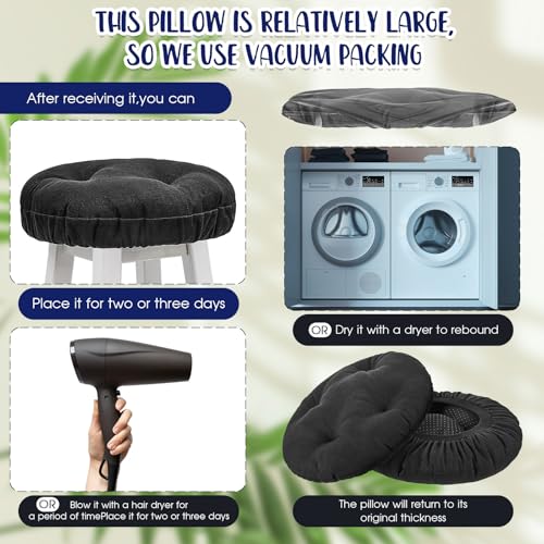 Marsui 4 Pieces Soft Stool Covers Round Bar Stool Cushions with Elastic Band Padded Seat Covers Nonslip Round Seat Cushions for Chairs Slipcovers(12 Inch,Black) - Image 4