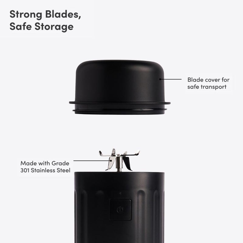 Beast GO Cordless, Premium Portable Blender for Shakes & Smoothies, 22oz Blending Vessel, Blends Ice & Frozen Fruit, Rechargeable USB-C Battery, Drinking Lid and Straw System (Carbon Black) - Image 5
