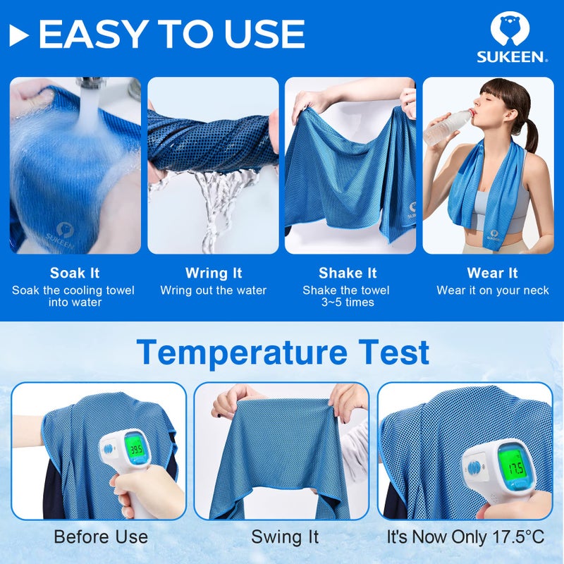 Sukeen Cooling Towel,Instant Evaporative Cooling for Sports,Yoga,Golf,Gym,Neck,Workout and More(40â€x 12â€) - Image 2