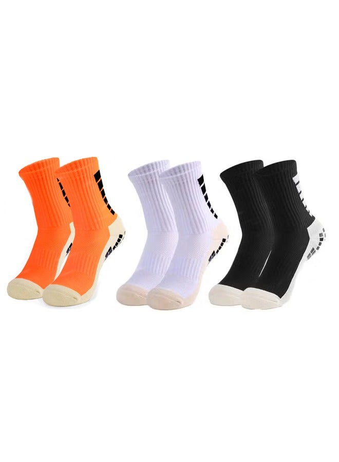 Generic 3Pair  Men's Soccer Socks Anti Slip Non Slip Grip Pads for Football Basketball Sports Grip Socks  - Image 1