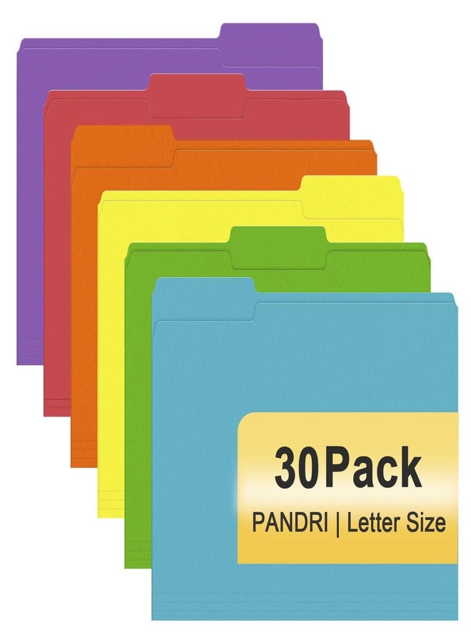 PANDRI File Folder, PANDRI 30 Pack Colored File Folder, 1/3 Cut Tabs, Letter Size, Assorted 6 Colors Filing Folder for Office School Business - Image 1