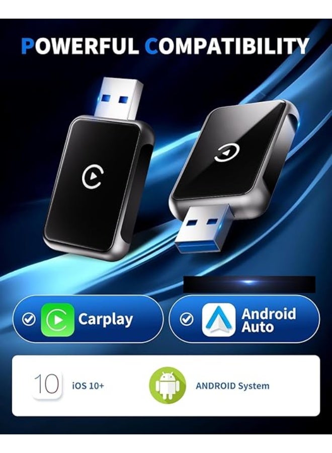 محول لاسلكي 2 في 1 لنظام CarPlay وأندرويد أوتو - دونجل USB لاسلكي سريع ومستقر - يحول التوصيل السلكي إلى لاسلكي بتشغيل فوري - Image 1