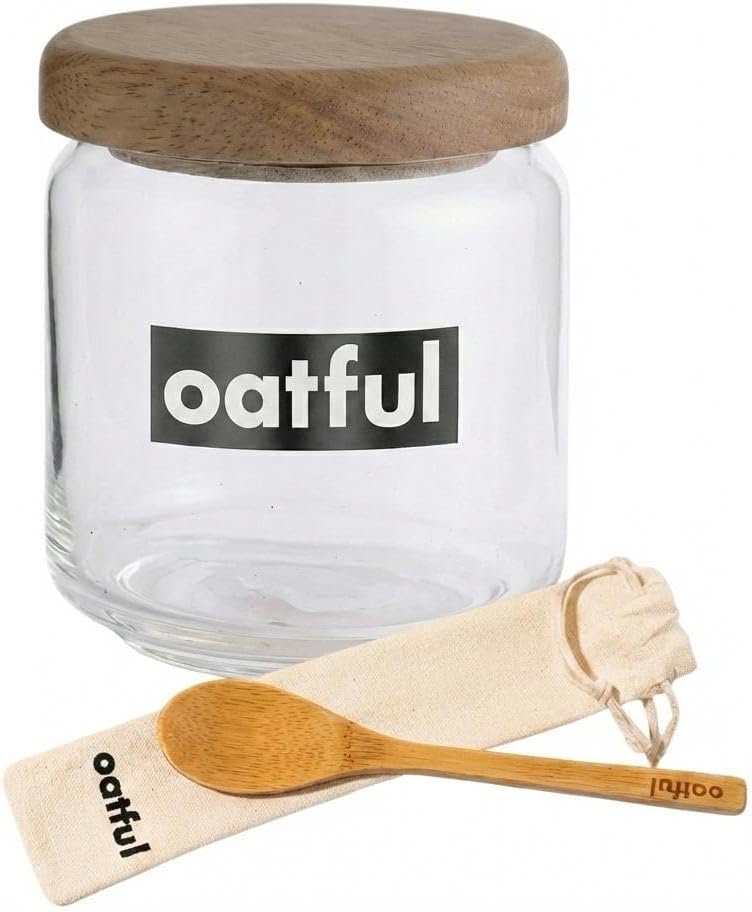 Oatful Glass Jar - Customized for Overnight Oats - 500 ml Food Jar with Bamboo Lid - Image 1