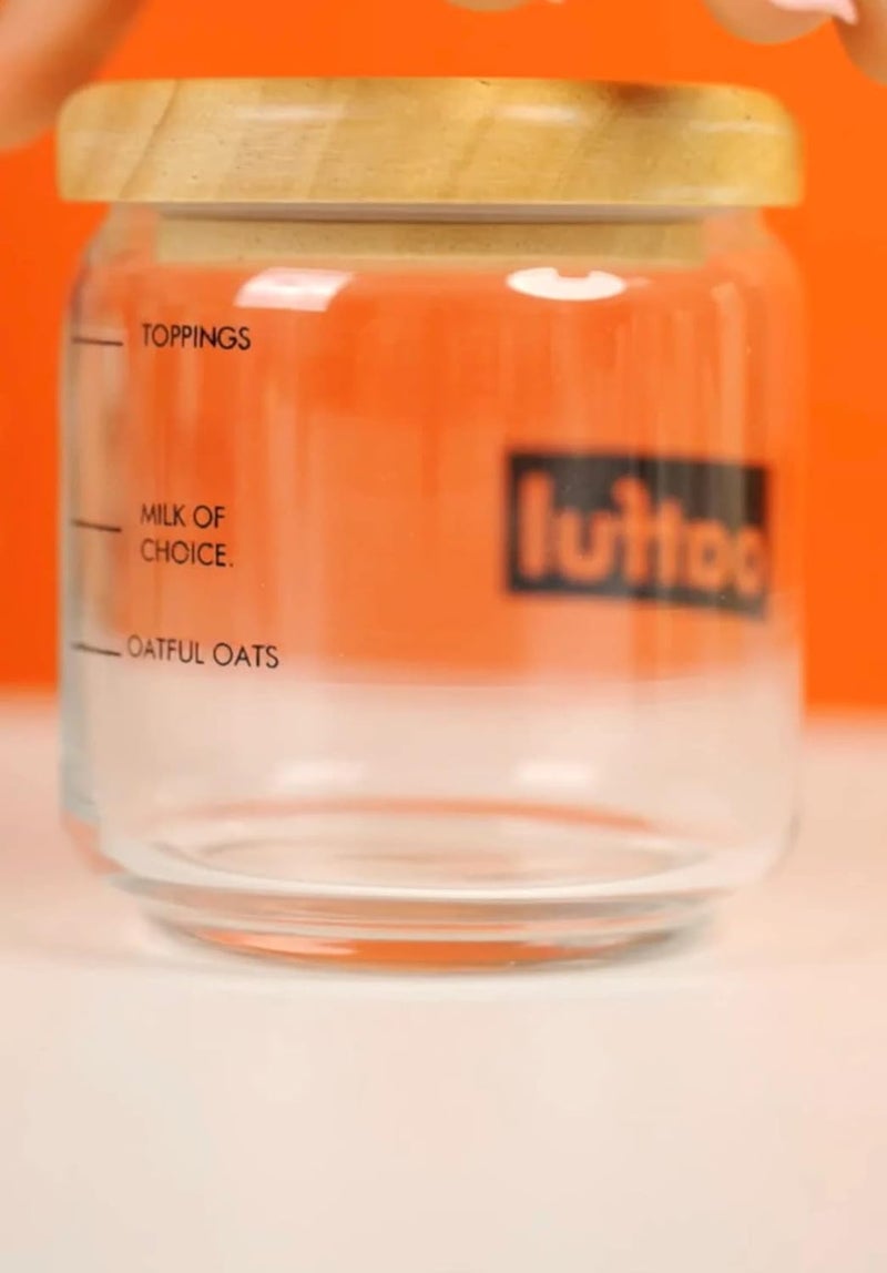 Oatful Glass Jar - Customized for Overnight Oats - 500 ml Food Jar with Bamboo Lid - Image 2