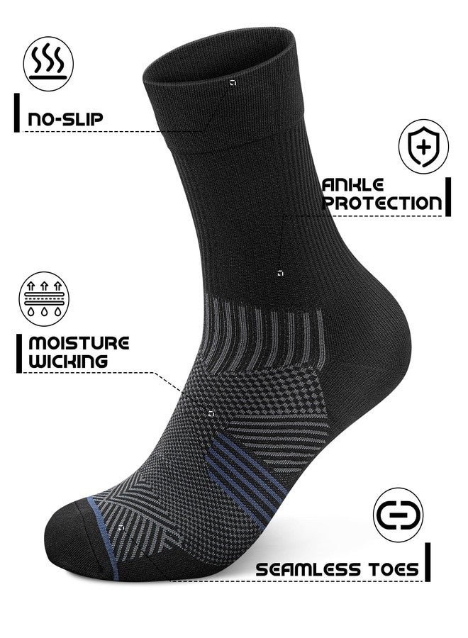 PAPLUS 3 Pairs Running Compression Socks for Men & Women, Atheltic Crew Socks with Cushion, Arch Support for Hiking, Cycling, Black (3 Pairs), L - Image 3