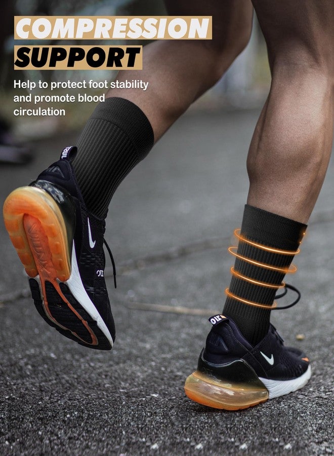 PAPLUS 3 Pairs Running Compression Socks for Men & Women, Atheltic Crew Socks with Cushion, Arch Support for Hiking, Cycling, Black (3 Pairs), L - Image 5