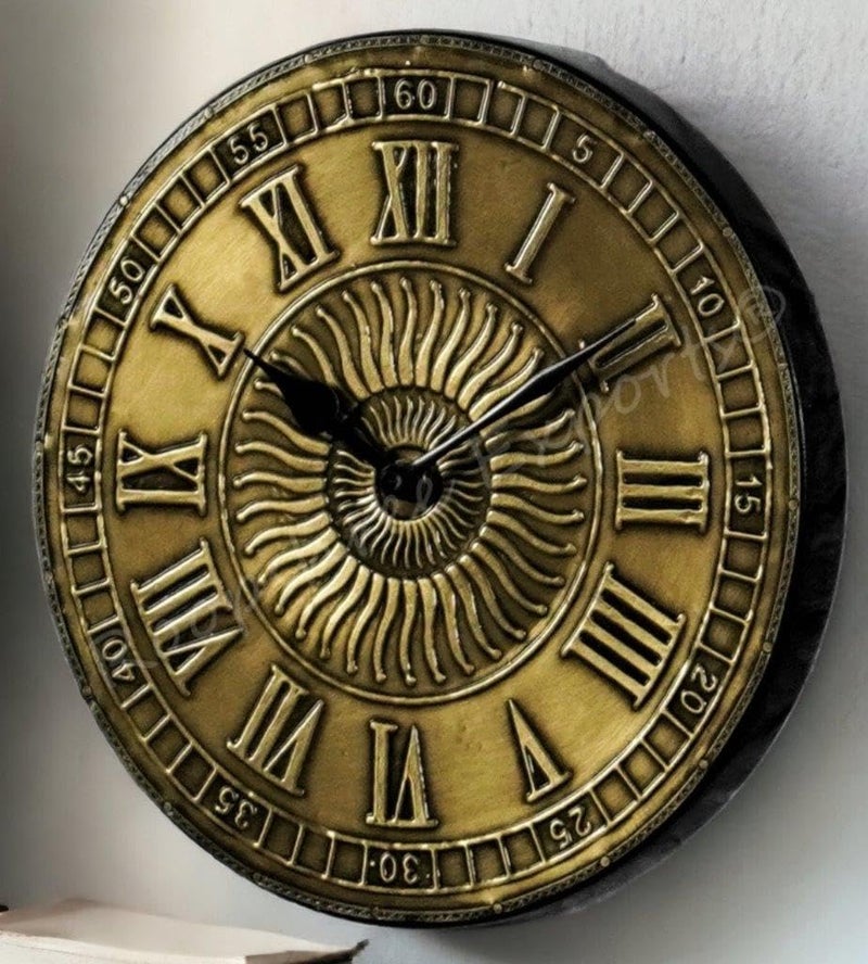 Vintage Clock Vintage Handicraft Decorative Wooden Brass Inlay Artware/Handcrafted Sun Design Wall Art Clock/VC-8005-8 - Image 2