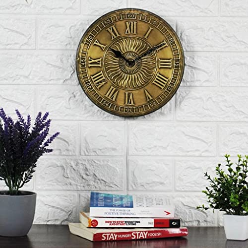 Vintage Clock Vintage Handicraft Decorative Wooden Brass Inlay Artware/Handcrafted Sun Design Wall Art Clock/VC-8005-8 - Image 5