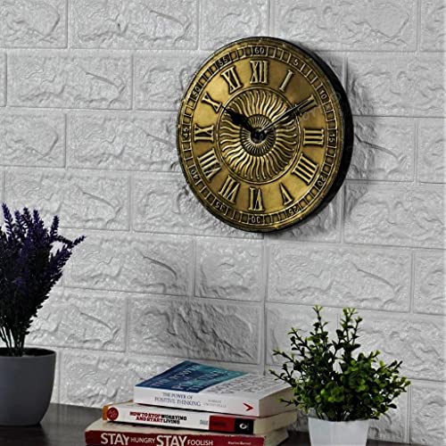 Vintage Clock Vintage Handicraft Decorative Wooden Brass Inlay Artware/Handcrafted Sun Design Wall Art Clock/VC-8005-8 - Image 3