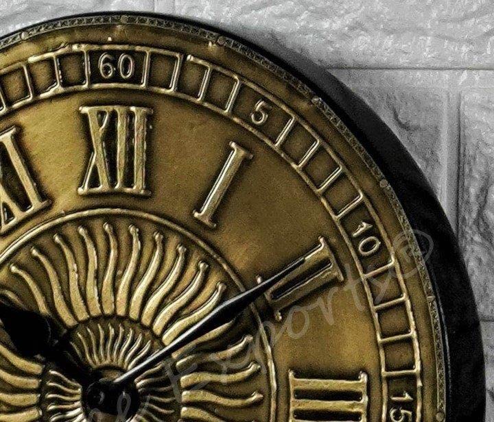 Vintage Clock Vintage Handicraft Decorative Wooden Brass Inlay Artware/Handcrafted Sun Design Wall Art Clock/VC-8005-8 - Image 4