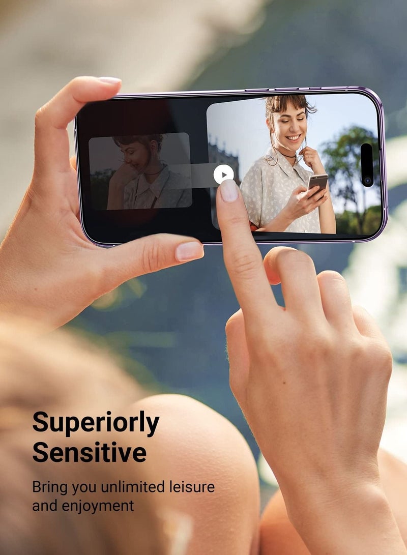 BORTONY Screen Protector for iPhone 14 Pro Tempered Glass Pack of 2 Easy Installation Bubble Free HD Clear Scratch Resistant Anti-Fingerprint Full Screen Coverage Compatible with Apple iPhone 14 Pro 6.1 Inch - Image 4