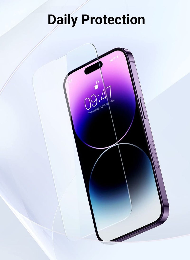 BORTONY Screen Protector for iPhone 14 Pro Tempered Glass Pack of 2 Easy Installation Bubble Free HD Clear Scratch Resistant Anti-Fingerprint Full Screen Coverage Compatible with Apple iPhone 14 Pro 6.1 Inch - Image 5