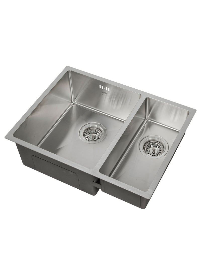 MILLEN Premium Handmade Undermount Double Bowl Sink  – SUS 304 Stainless Steel, Soundproof, Satin Finish - MSDB584420SS - Image 2
