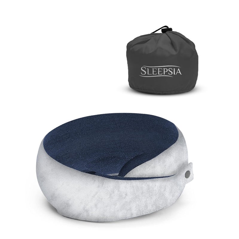 Sleepsia Ultimate Home Travel Memory Foam Neck Pillow Ergonomic Neck Pillow Snoozing Neck Support Adjustable Pillow Lightweight Comfortable Breathable Cover Travel Pillow - Image 1