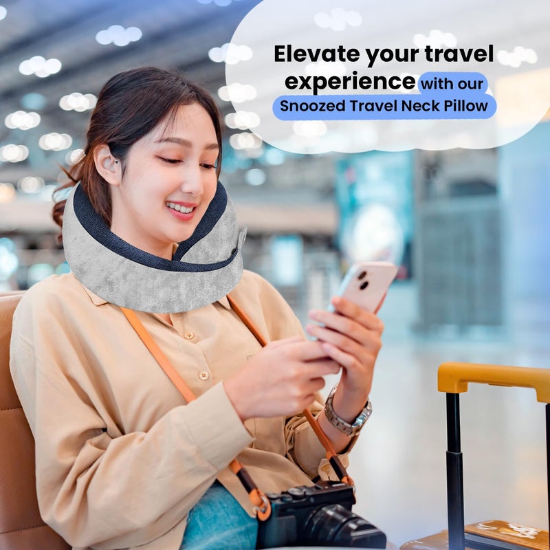 Sleepsia Ultimate Home Travel Memory Foam Neck Pillow Ergonomic Neck Pillow Snoozing Neck Support Adjustable Pillow Lightweight Comfortable Breathable Cover Travel Pillow - Image 5