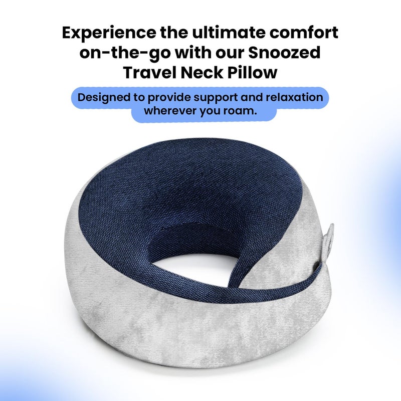 Sleepsia Ultimate Home Travel Memory Foam Neck Pillow Ergonomic Neck Pillow Snoozing Neck Support Adjustable Pillow Lightweight Comfortable Breathable Cover Travel Pillow - Image 4
