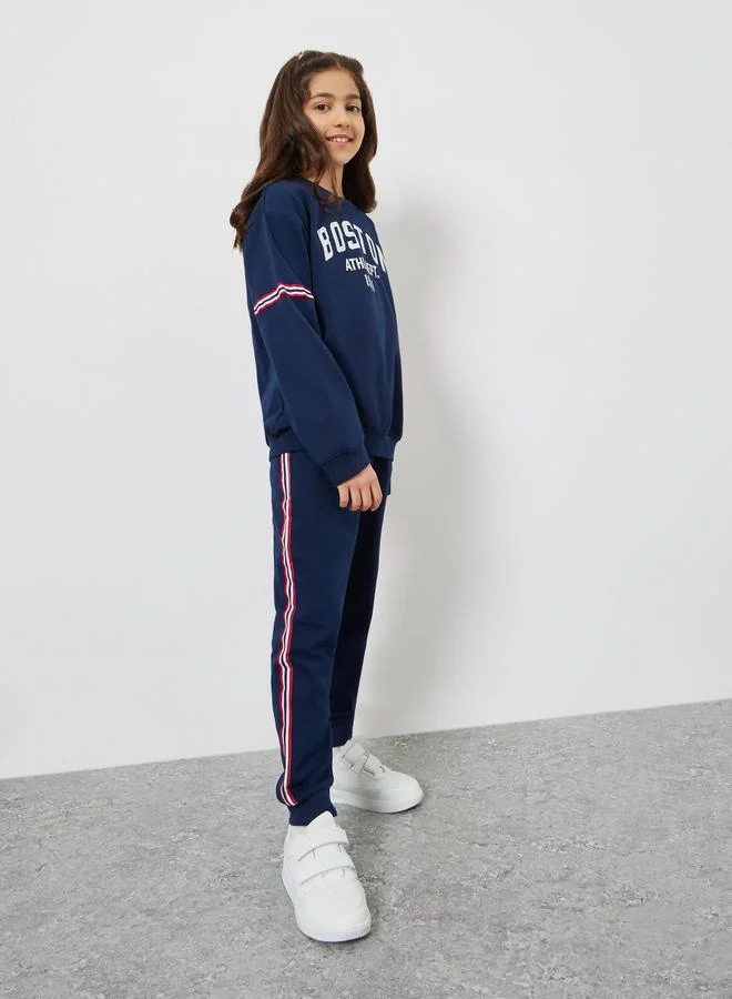 ستايلي Teens Navy Blue Cotton Joggers with Side Stripe