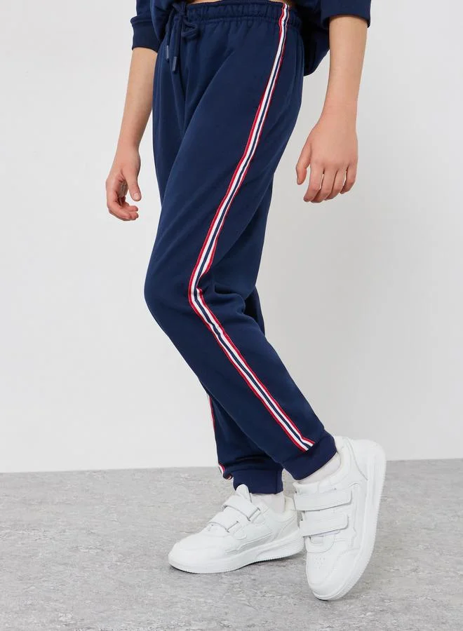 ستايلي Teens Navy Blue Cotton Joggers with Side Stripe