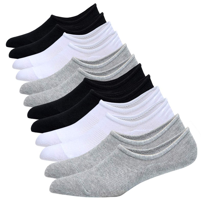 JORMATT 6 Pairs Mens & Women No Show Socks Non-Slip, Athletic Sneaker Cotton Invisible Low Cut Socks for Mens Shoe Size 10-13