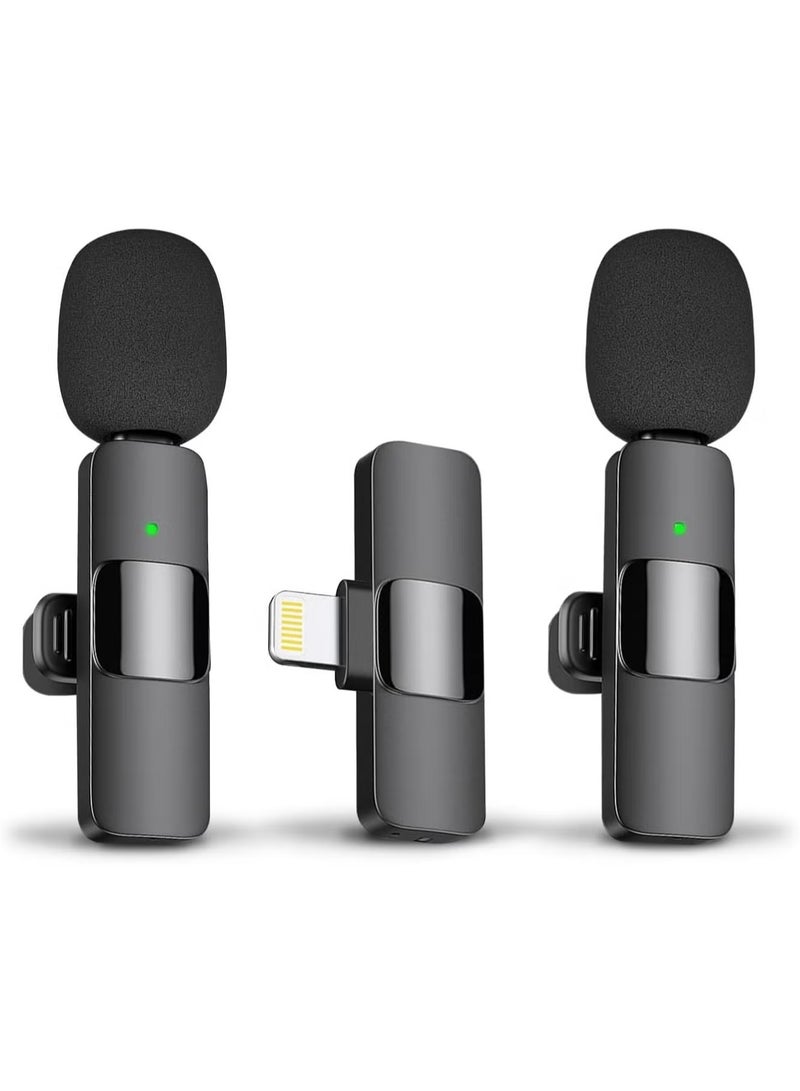 BORTONY Professional Wireless Lavalier Lapel Microphone for iPhone, iPad - Cordless Omnidirectional Condenser Recording Mic for Interview Video Podcast Vlog YouTube, Bluetooth, Black - Image 1