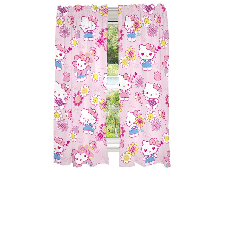 Franco Franco Kids Room Window Curtains Drapes Set 82 in x 63 in Hello Kitty prints may vary