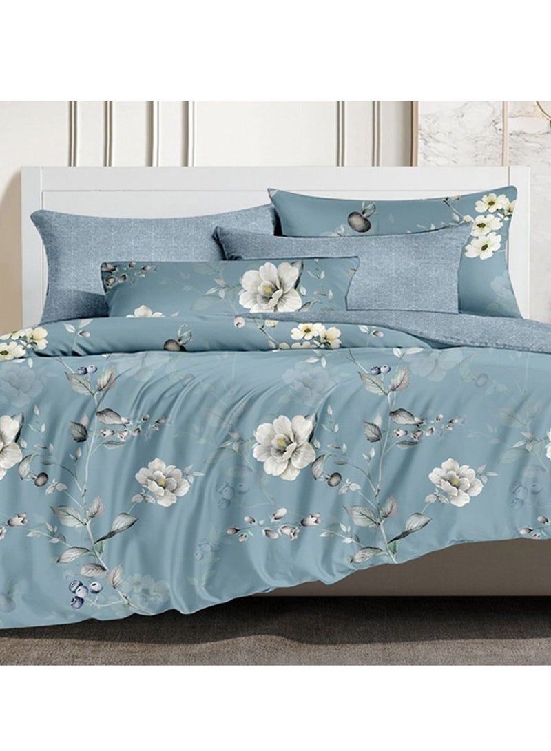 فيفوريت فيفرت طقم لحاف أزرق نقشة بألوان متعددة كينج نفرين طقم 6 قطع - Image 2