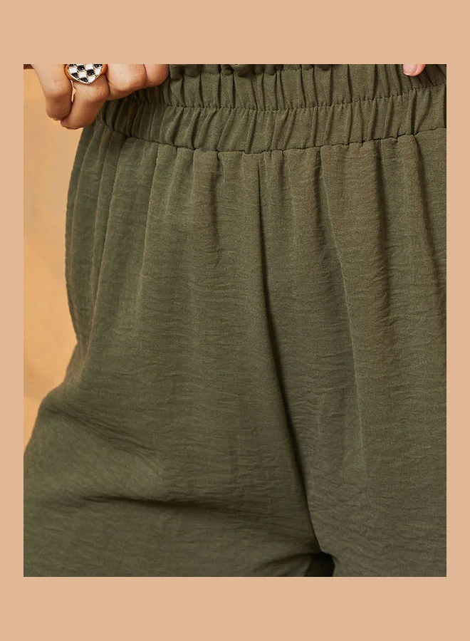 Styli Paper Bag Waist Loose Fit Wide Leg Trousers