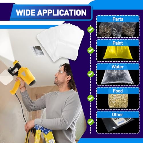KOTESLLOE Paint Sprayer Parts, 50 Pcs Paint Sprayer Bags, 7.8'' X 11.8'' Sprayer Cup Liners, Transparent Spray Gun Cup Canister Liners for Wagner Paint Sprayer - Image 3