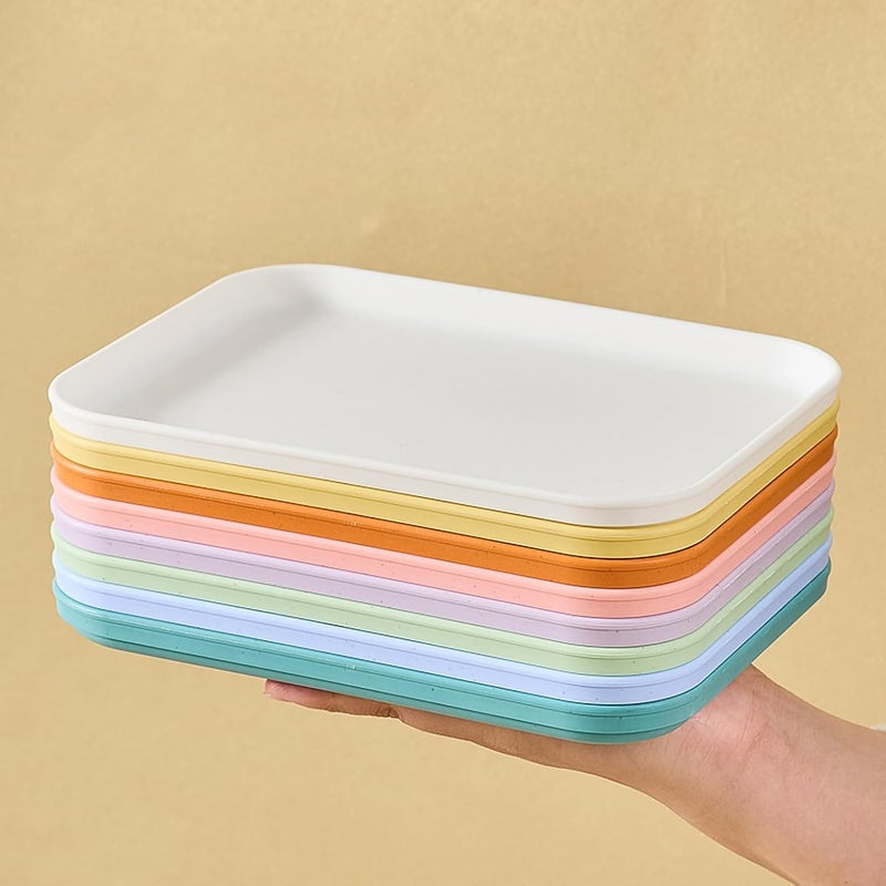 Takositio Big Rectangular Dinner Tray in Unbreakable Wheat Straw Plates, Reusable Durable Lightweight Salad Plate for Fruits, Snacks, Pasta, Cake, Dessert, Dishes (25 cm, Orange, Pack of 2) - Image 4