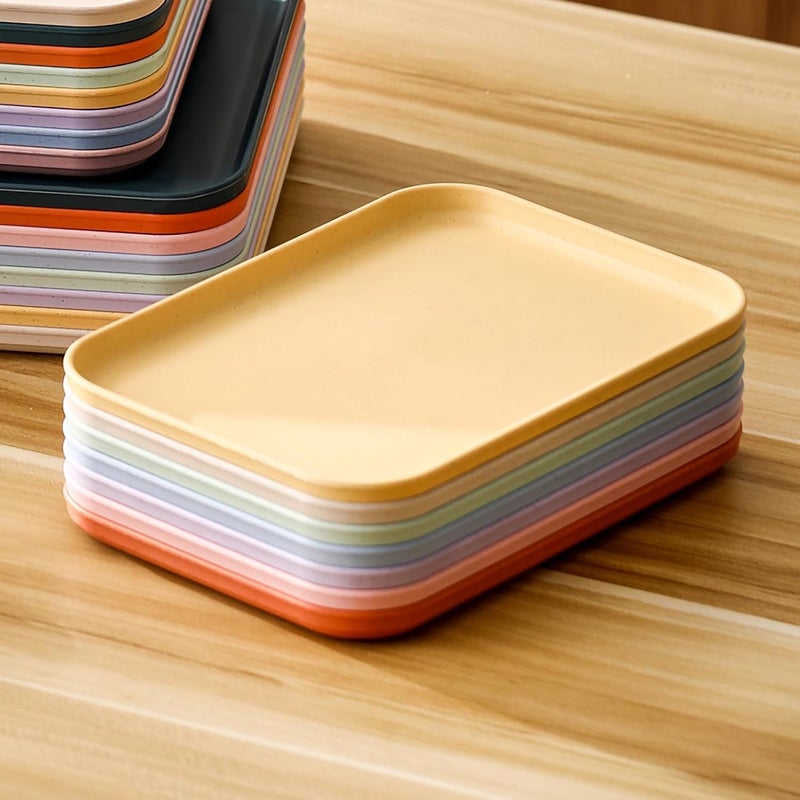 Takositio Big Rectangular Dinner Tray in Unbreakable Wheat Straw Plates, Reusable Durable Lightweight Salad Plate for Fruits, Snacks, Pasta, Cake, Dessert, Dishes (25 cm, Orange, Pack of 2) - Image 5