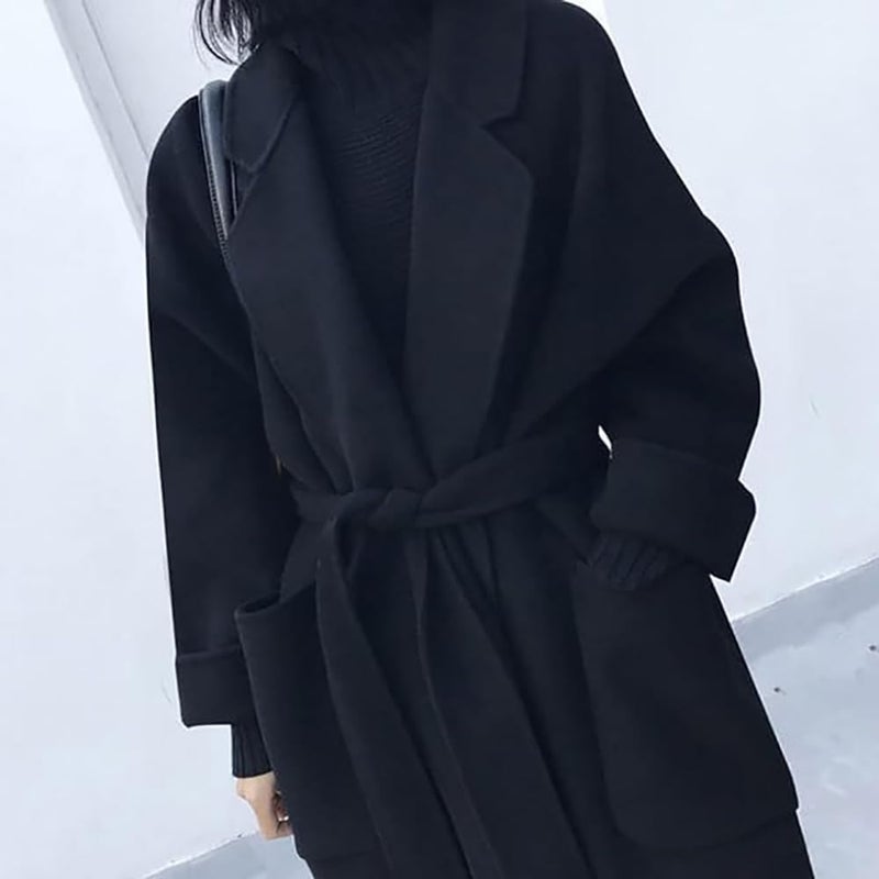 AzsVbvs Wide Waist Belt Woolen Women Wrap Corset Belts for Overcoat Winter Clothing Decoration(Black) - Image 4
