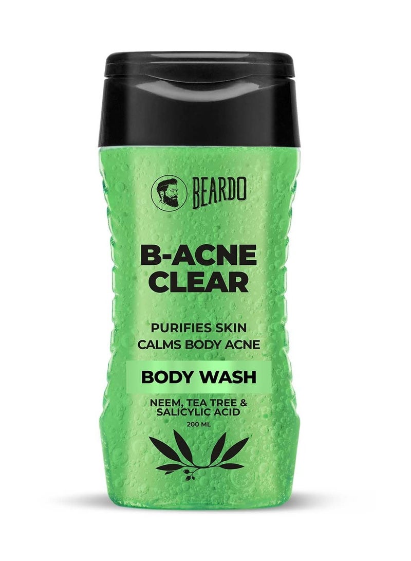 Beardo Body Acne Clear Body Wash for Men 200 ml With Neem Tea Tree and Salicylic Acid Clean Clear Skin For Body Acne and Skin Purification B-acne - Image 1