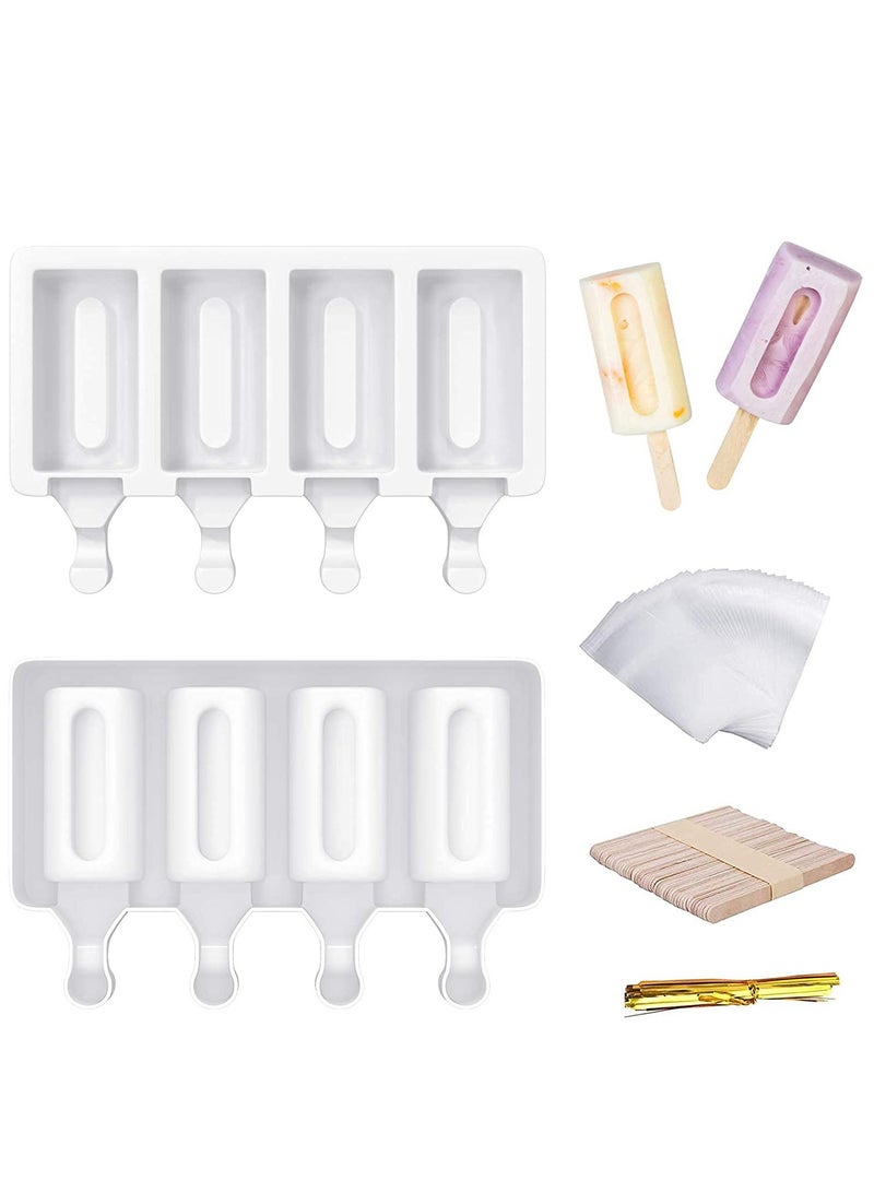 Barakah 2 Pack Popsicle Moulds Homemade Ice Silicone for Kids Easy Release Cake Mold with 50 Wooden Sticks Bags Sealing Lines - Image 1