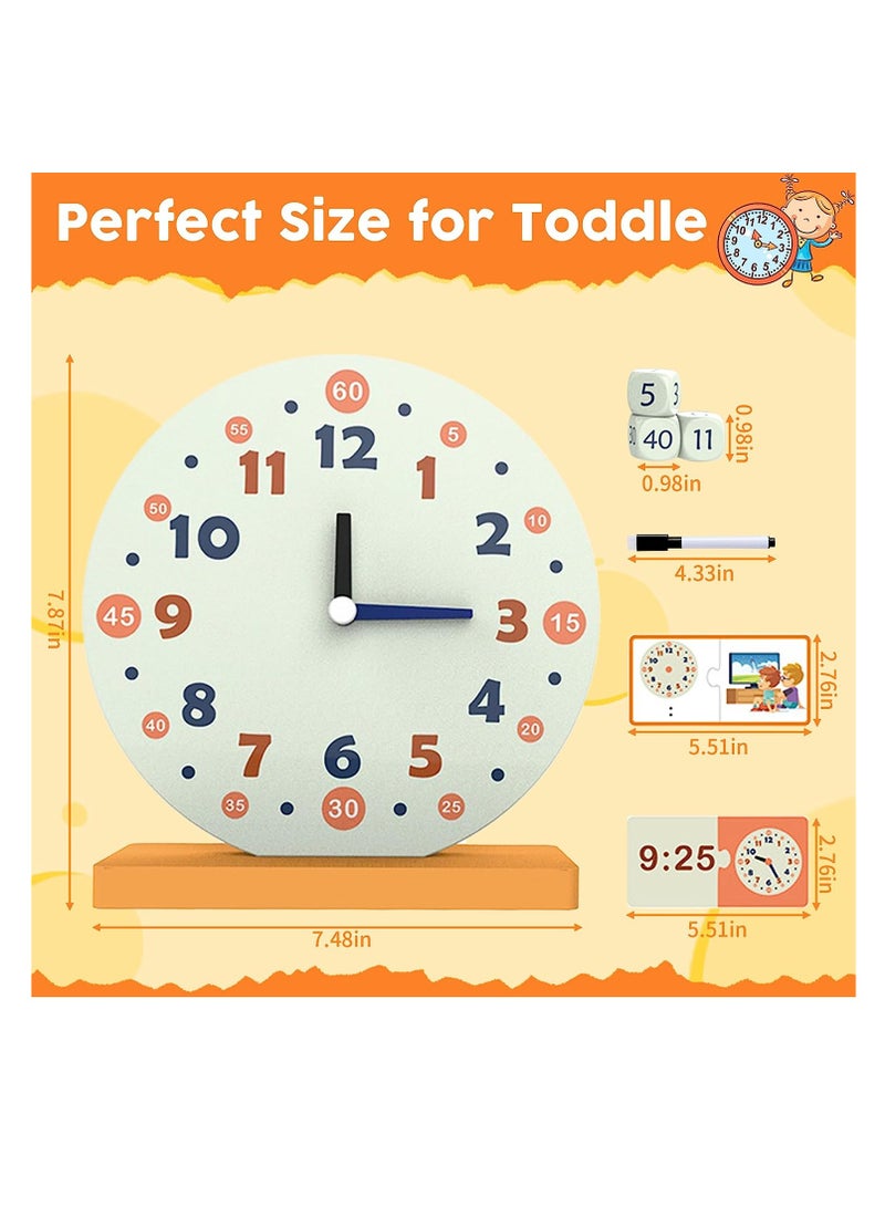 SYOSI Wooden Toys for Learning Clock Game Set, Learning Clocks for Kids, Educational Resource for Clocks and Time Teaching Aids, Homeschool Supplies-Telling Time Teaching Clock for Kids Ages 3+  - Image 3
