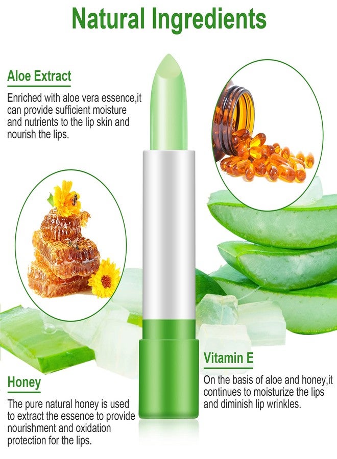DTDR 2PCS Aloe Vera Lipstick,Long Lasting Nutritious Color Changing Lip Balm,Natural Moisturizer Magic Temperature Color Change Lip Gloss,Green - Image 2