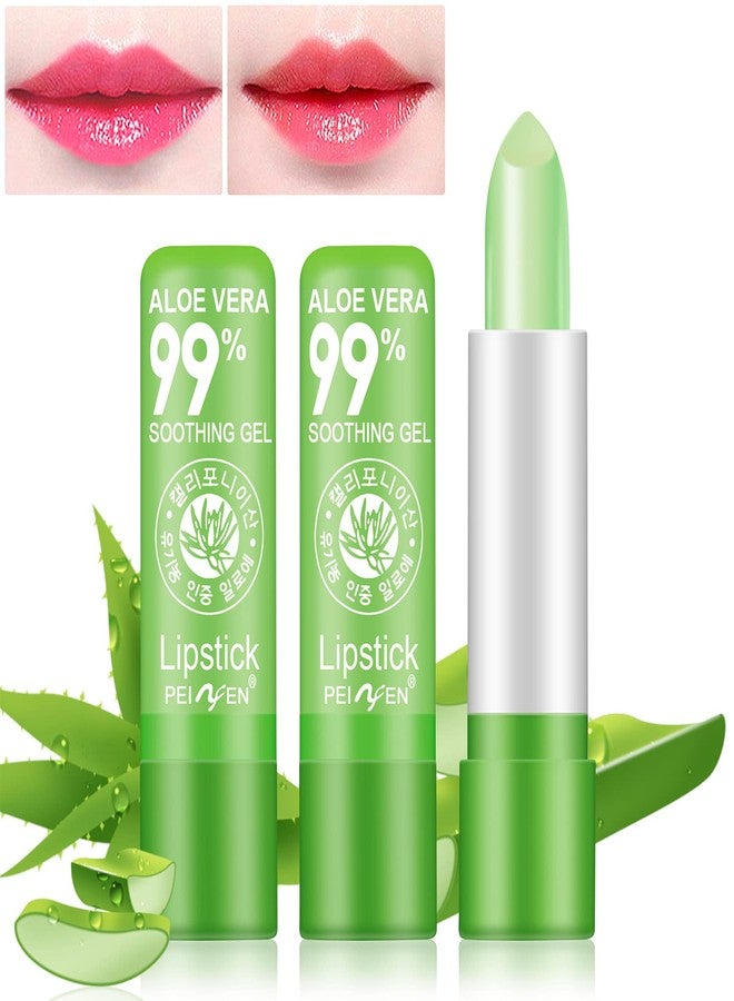 DTDR 2PCS Aloe Vera Lipstick,Long Lasting Nutritious Color Changing Lip Balm,Natural Moisturizer Magic Temperature Color Change Lip Gloss,Green - Image 1
