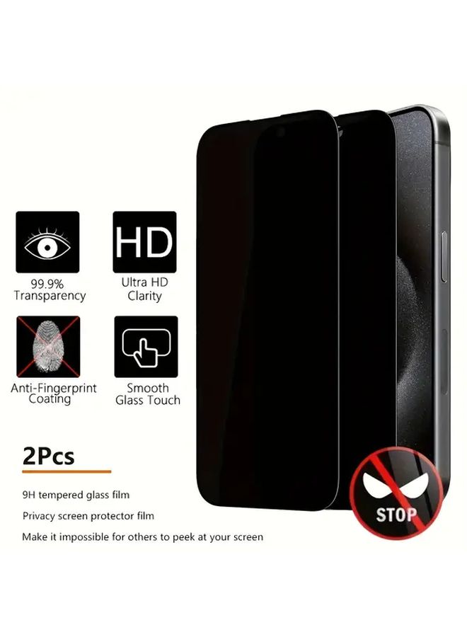 Two Pieces Privacy Screen Protector Film Compatible With iPhone 12 Pro Max Featuring 9H Tempered Glass Black - Image 1