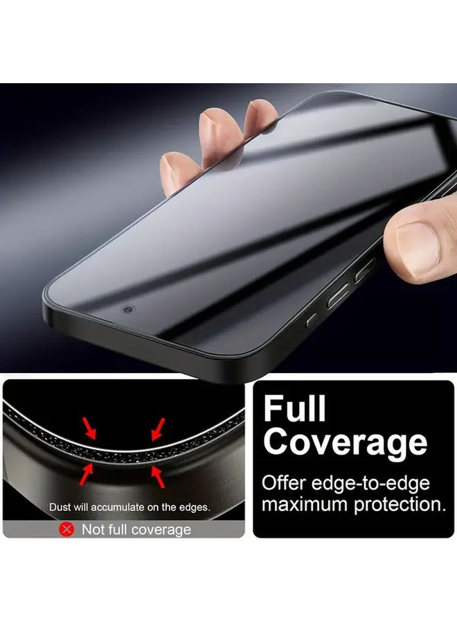 Two Pieces Privacy Screen Protector Film Compatible With iPhone 12 Pro Max Featuring 9H Tempered Glass Black - Image 5