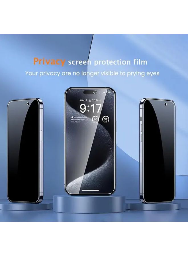 Two Pieces Privacy Screen Protector Film Compatible With iPhone 12 Pro Max Featuring 9H Tempered Glass Black - Image 2