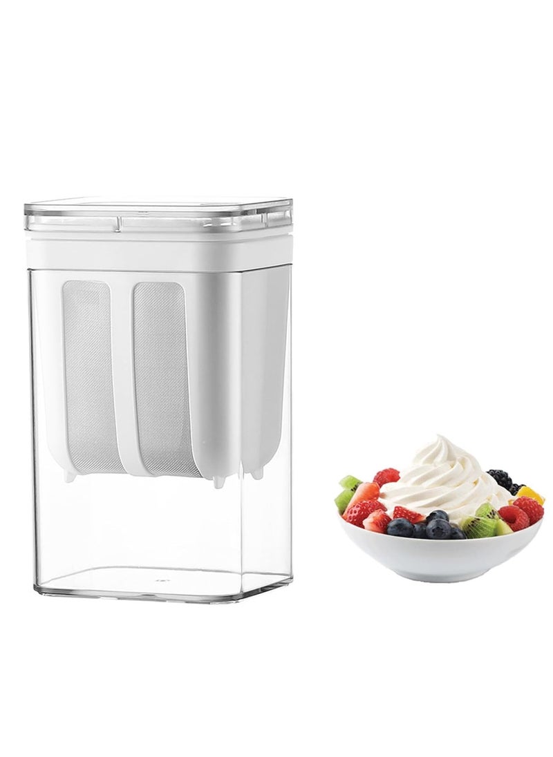 MAHNTMART - MAHNTMART Greek Yogurt Curd Maker 1100ml Fine Mesh Strainer with Lid Multifunctional Yoghurt Filter Curd Maker for Home Whey Separator Perfect for Homemade Yogurt Curd Cheese More - Image 1
