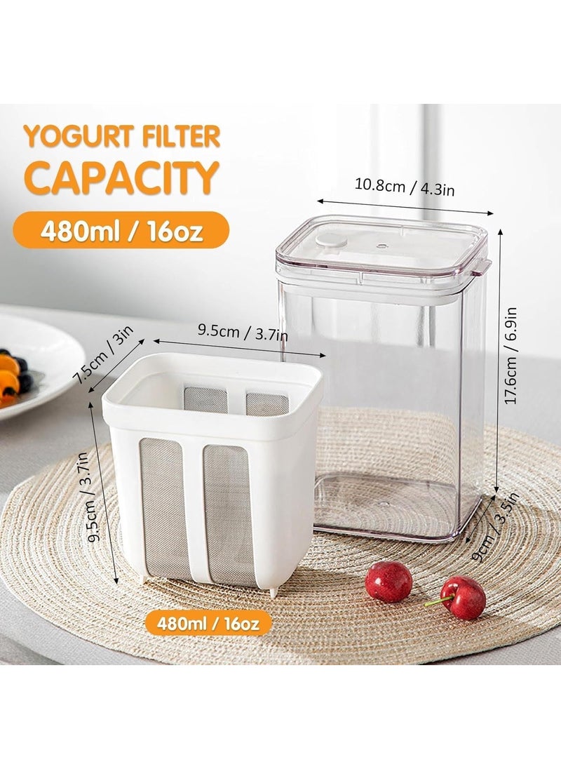 MAHNTMART - MAHNTMART Greek Yogurt Curd Maker 1100ml Fine Mesh Strainer with Lid Multifunctional Yoghurt Filter Curd Maker for Home Whey Separator Perfect for Homemade Yogurt Curd Cheese More - Image 1