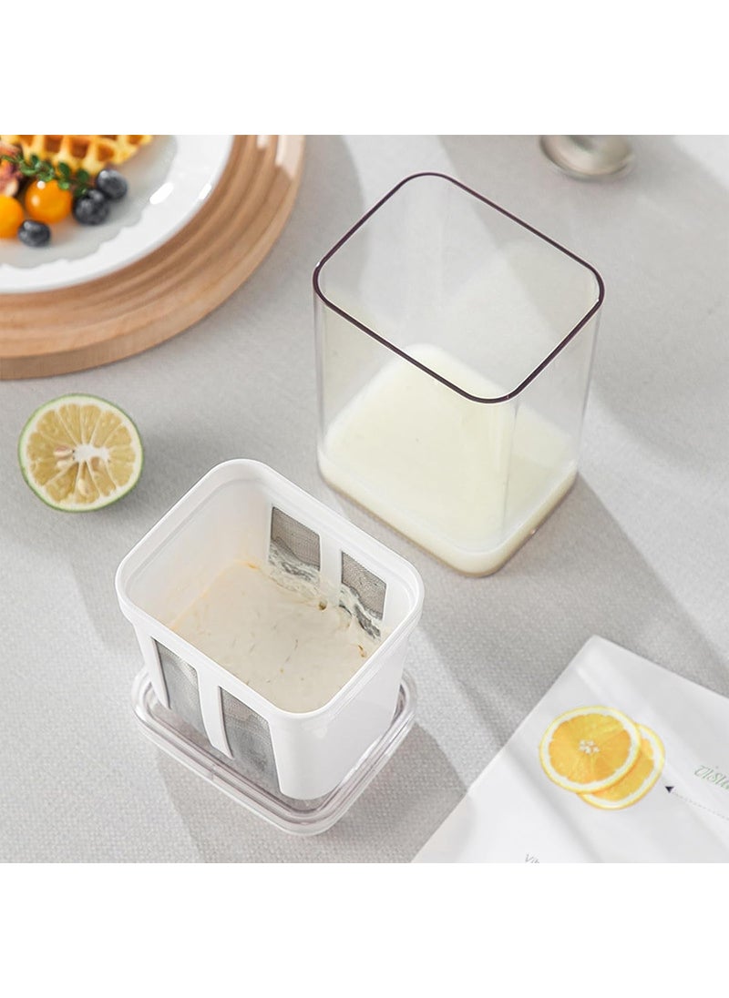 MAHNTMART - MAHNTMART Greek Yogurt Curd Maker 1100ml Fine Mesh Strainer with Lid Multifunctional Yoghurt Filter Curd Maker for Home Whey Separator Perfect for Homemade Yogurt Curd Cheese More - Image 1